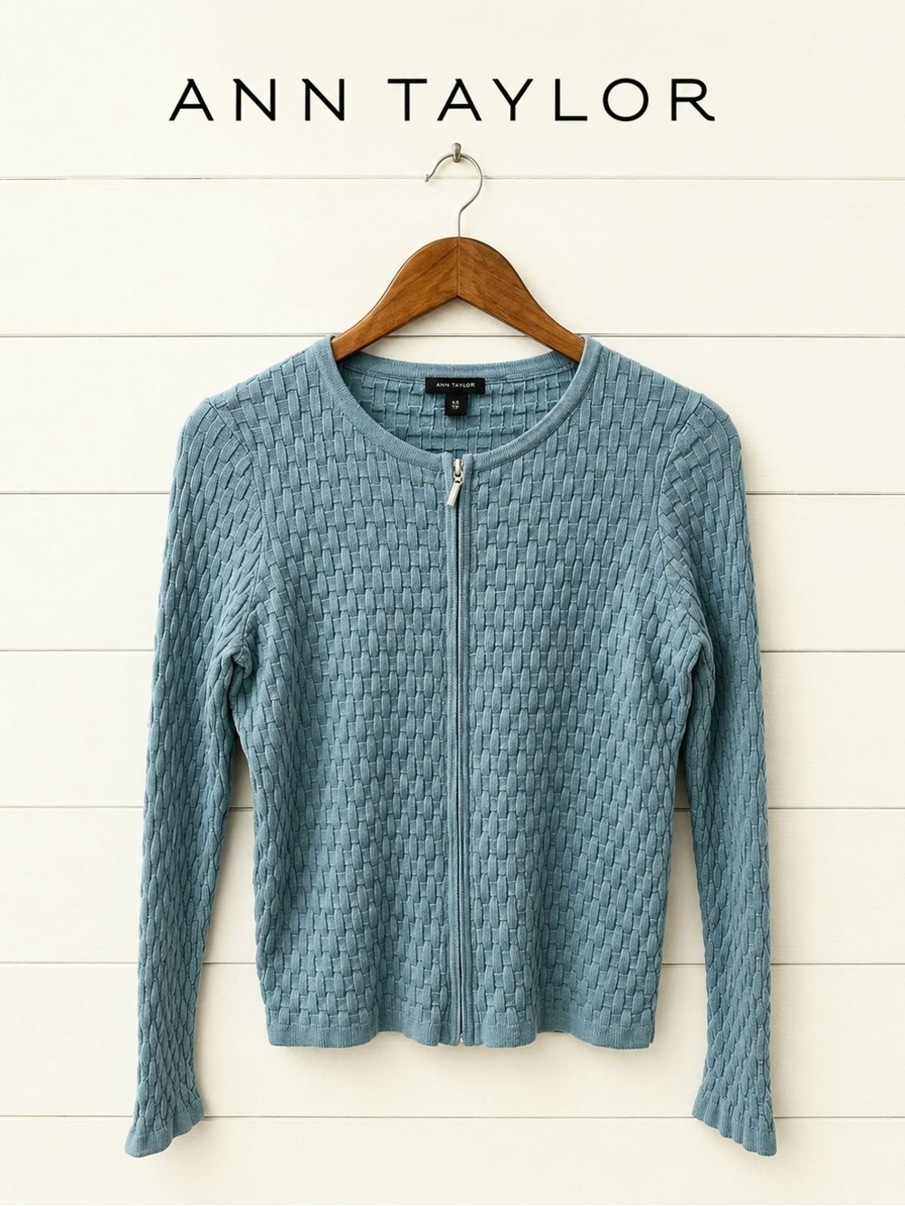 ANN TAYLOR zip up  blue cardigan size S